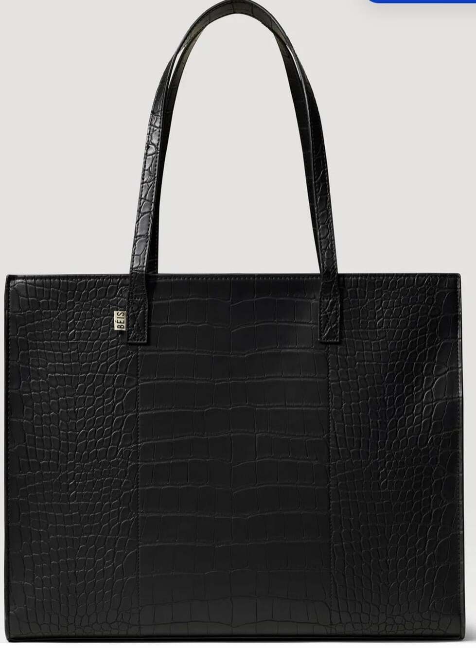 Béis The Large Work Tote in Black Croc